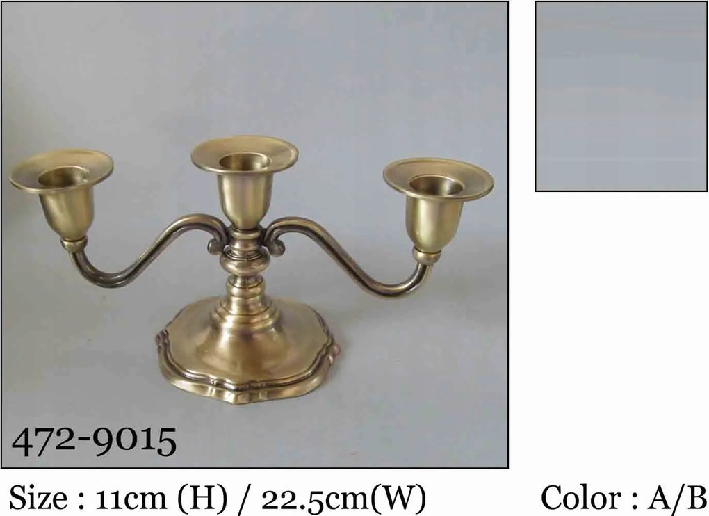 Gyertyatartó háromágú fém arany retro régi arany