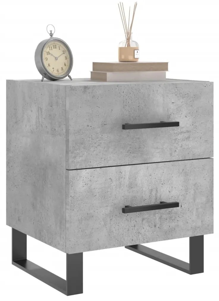 2 db betonszürke szerelt fa éjjeliszekrény 40 x 35 x 47,5 cm