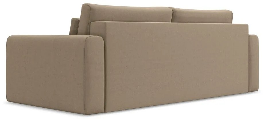 Világosbarna bársony kinyitható-tárolóhelyes kanapé 238 cm Kapua – Makamii