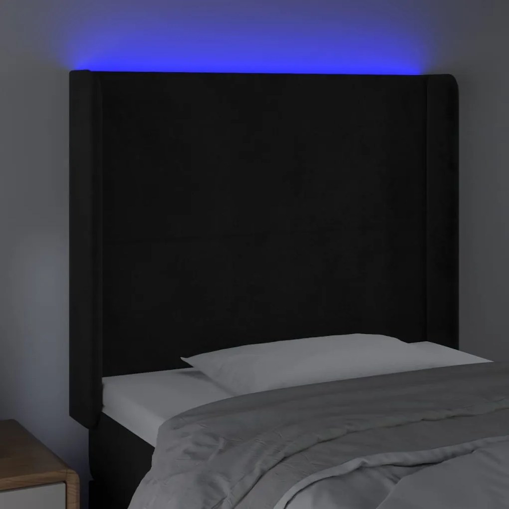 fekete bársony LED-es fejtámla 93x16x118/128 cm