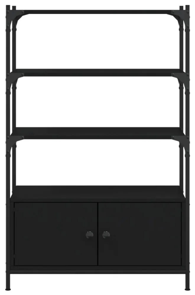 3 szintes fekete szerelt fa könyvespolc 70 x 30 x 109,5 cm