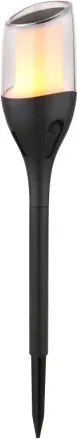 Globo 36704 Solar lámpa, műanyag fekete matt, műanyag átlátszó, műanyag fehér, nyomáskapcsoló, tűzhatás, akkumulátorral: AA 800mAh 1,2V, IP44, ø: 75mm, M: 645mm, 2 magasság lehetséges, 64,5 cm vagy 47 cm, tartozék:12x LED 0,2 W 3V, 1600K