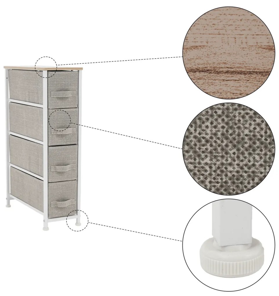 OFELIA szekrény szövet fiókokkal, fehér