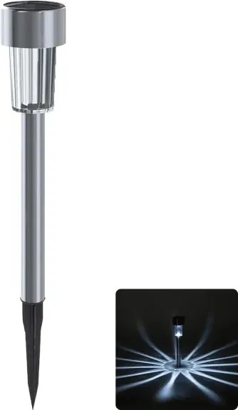 LED napelemes hangulatvilágítás, rozsdamentes acél, egyenes, 6500K