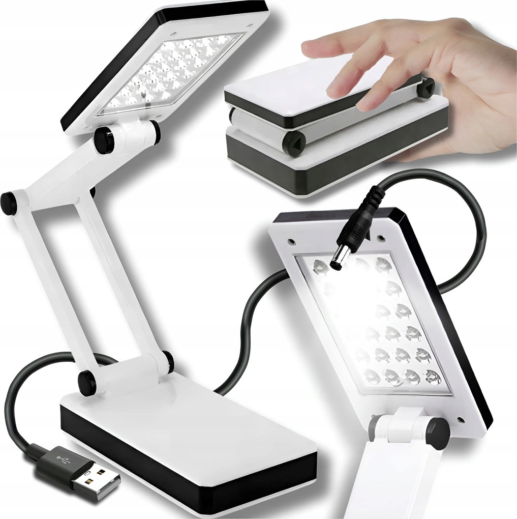 Asztali Lámpa Összecsukható Hordozható Iskolai Rajz Led Újratölthető Fehér