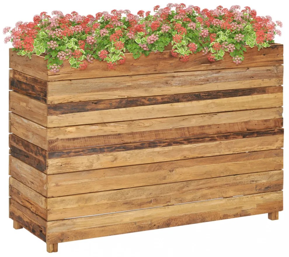 újrahasznosított tíkfa és acél magaságyás 100 x 40 x 72 cm