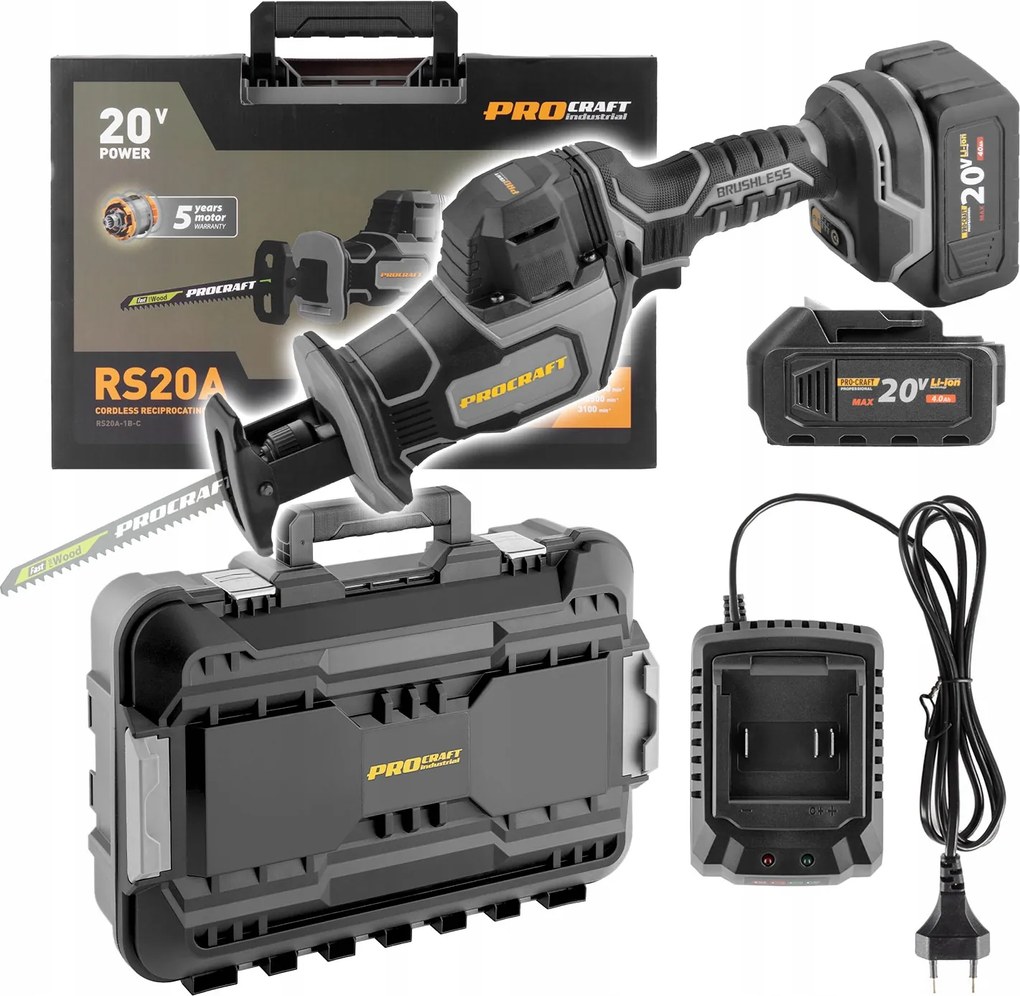 Akkus farokfűrész Procraft Industrial RS20A-1B-C, 3100 percenként -1