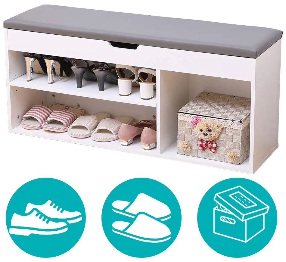 Cipőtároló pad párnázott üléssel