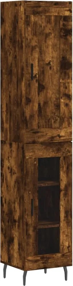 vidaXL füstös tölgy színű szerelt fa magasszekrény 34,5x34x180 cm