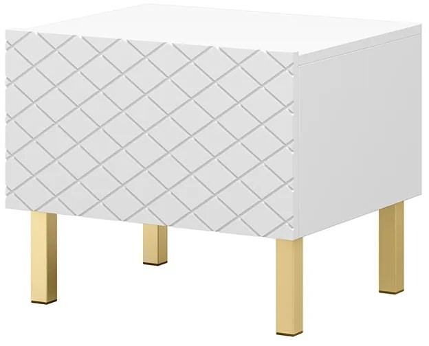 Scalia II 50 1SZ éjjeliszekrény készlet 2 db - fehér matt / arany lábak
