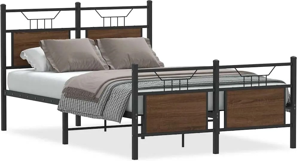 vidaXL barna tölgy színű szerelt fa ágykeret matrac nélkül 120x200 cm