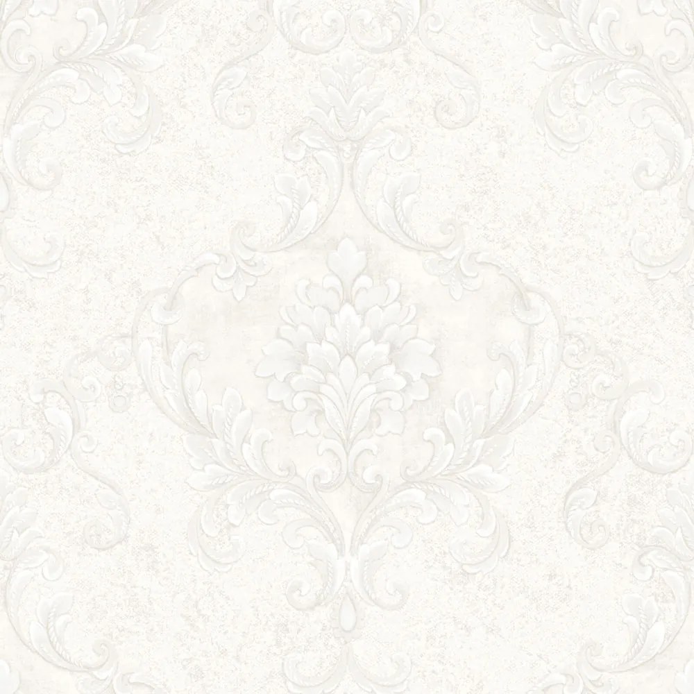 Zambaiti Parati Casa Chic Damasco ezüst-fehér damaszt mintás vlies tapéta – Z20136