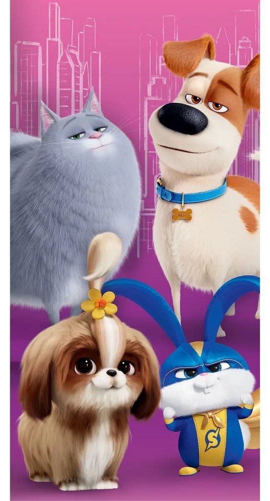 A kis kedvencek titkos élete törölköző, rózsaszín, 70 x 140 cm