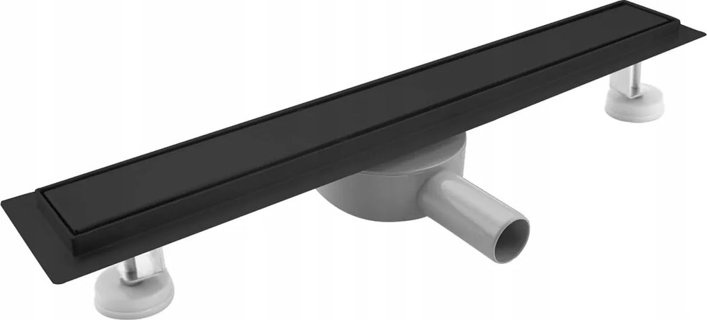 SaniteModar 70 cm-es fekete acél vonalmenti lefolyó szifonnal és szűrővel 70cm