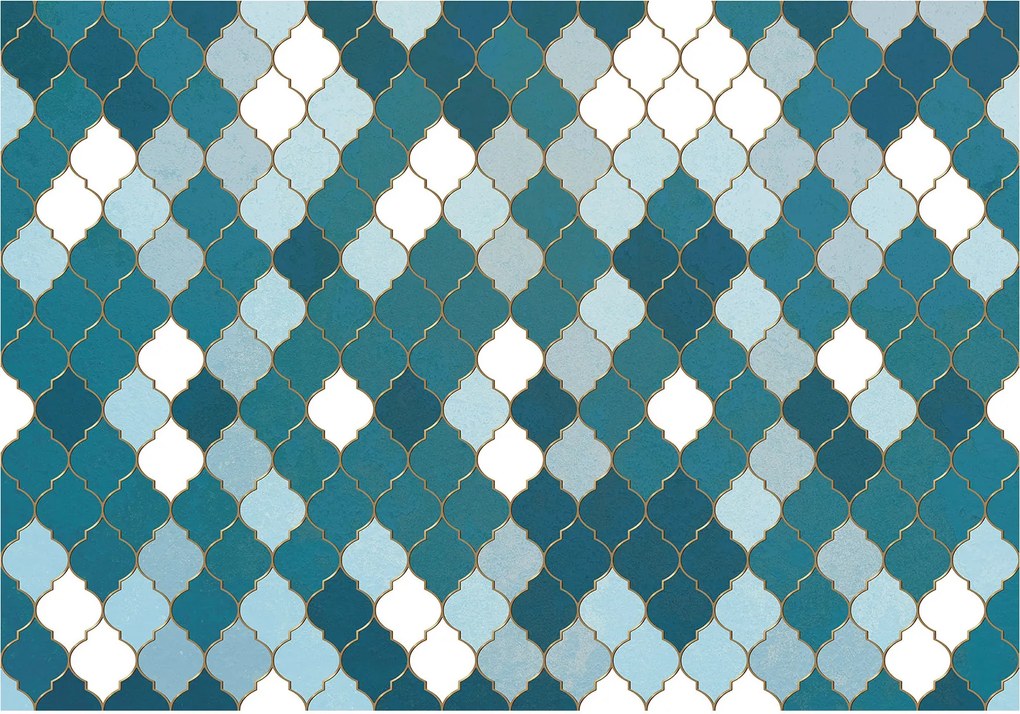 Fotótapéta Marokkói geometria kék zöld arany 368x254 Elegancia +ragasztó