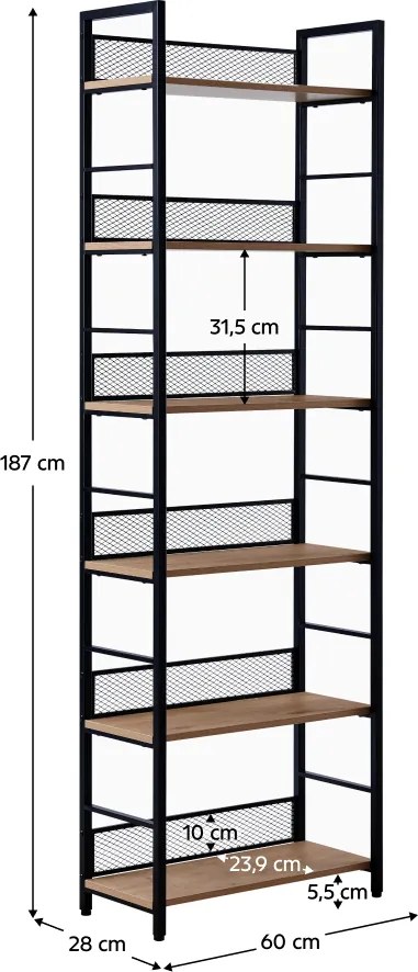 Polcállvány, fekete/tölgy, KELER TYP 3