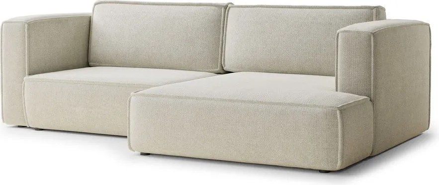 Krémszínű zsenília kinyitható-tárolóhelyes sarokkanapé (jobb oldali-heverő résszel) Velto – Maison de Rêve