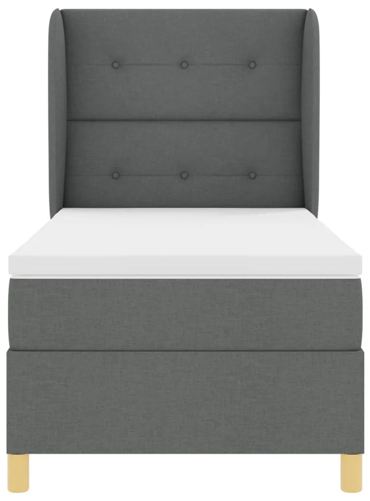 Box Tavas Ágy Matrac Sötétszürke 100x200 cm Szövet