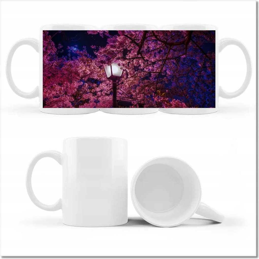 Nyomtatott bögre Mély éjszaka Lámpa Virágok