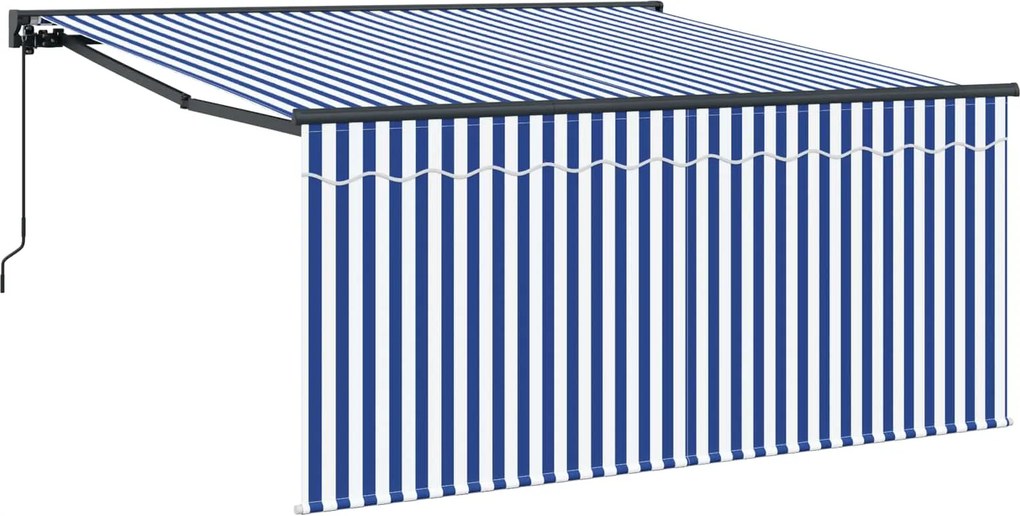 vidaXL Behúzható napellenző Kék és Fehér 300 x 250 cm