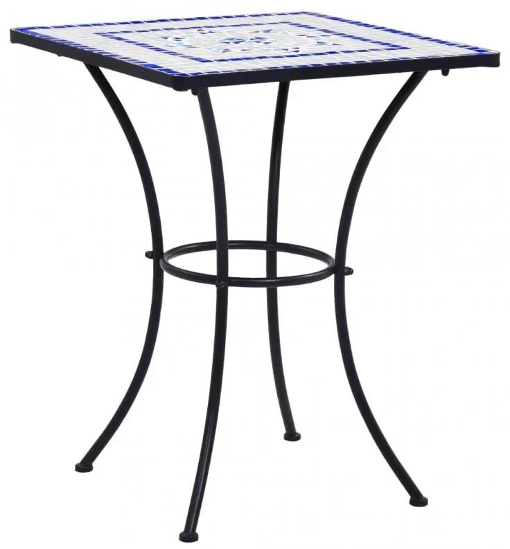 Kék és fehér kerámia mozaikos bisztróasztal 60 cm