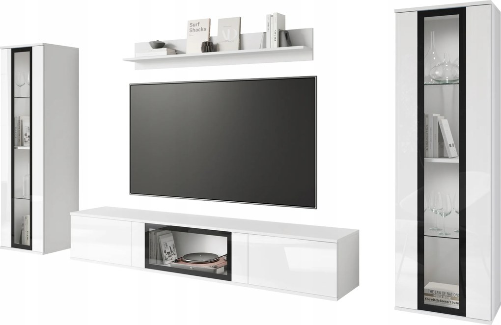 Caro modern bútor, nappali bútor szett, Rtv 180 cm, vitrin