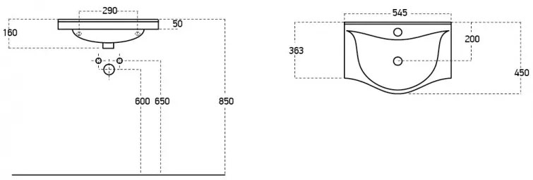 BIANKA 55/65 cm komplett fürdőszoba bútor, LED világítással