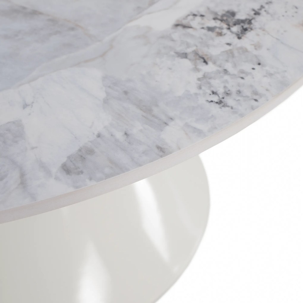 Dohányzóasztalok, 2 db-os szett, fehér márvány/fehér/arany, acél, MABUZ