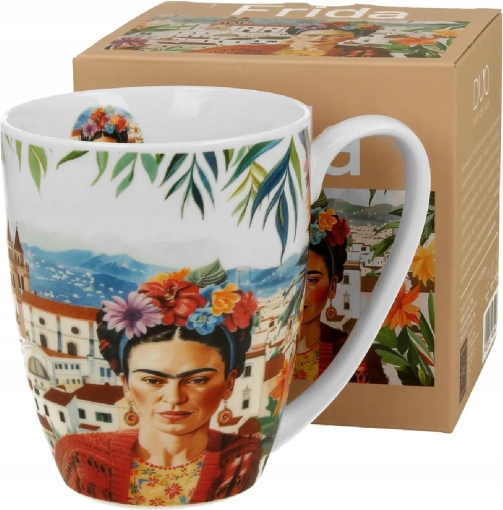 Bögre 360 ml Frida Kahlo színes grafika mexikói művésznő