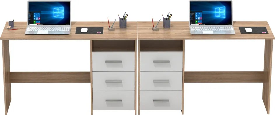 Számítógépasztal, sonoma tölgyfa/fehér, LARISTOTE NEW