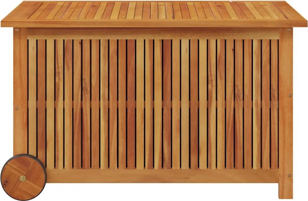 Tömör Akácfa Kerti Tárolóláda Kerekekkel 90 X 50 X 58 Cm