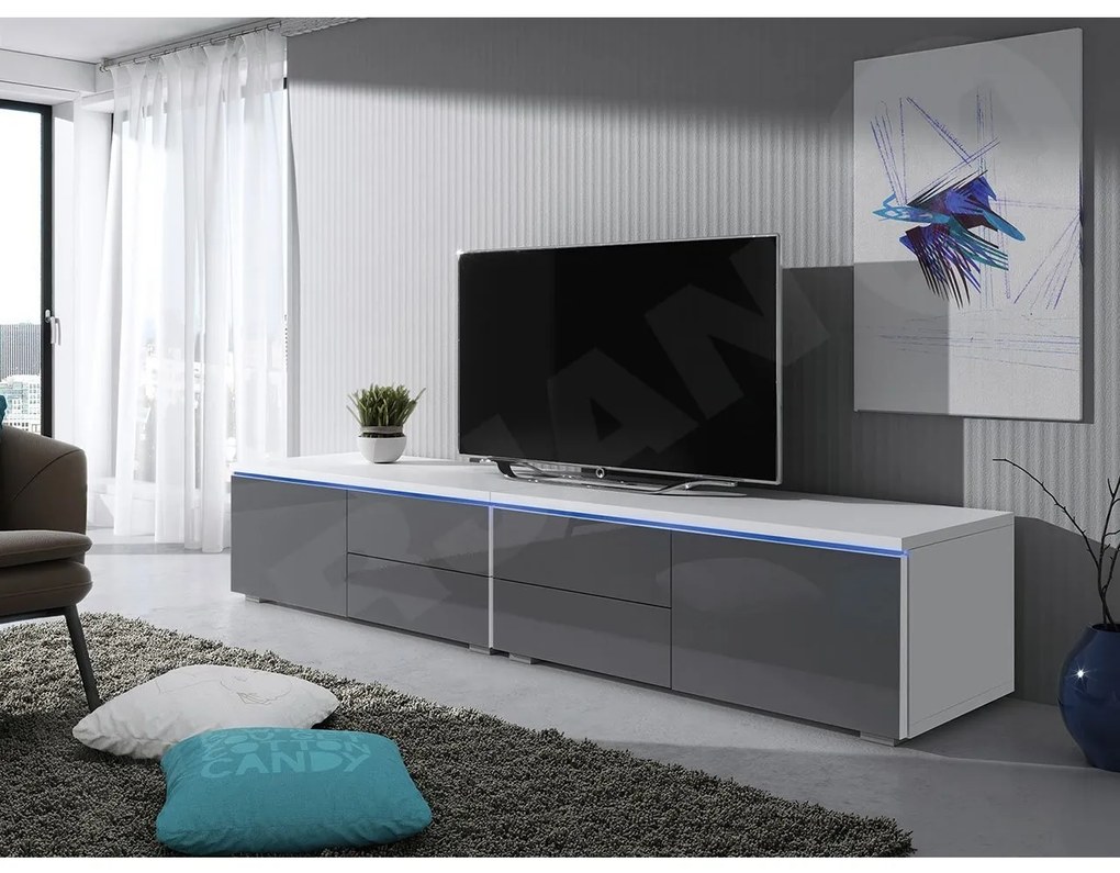 TV asztal Coral XI Double (fehér + fényes szürke). 1058400