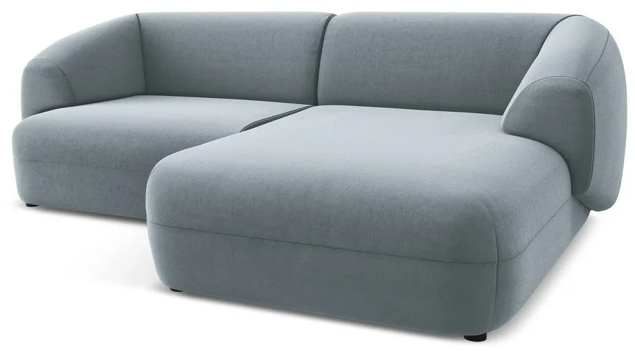 Világoskék bársony sarokkanapé (jobb oldali) Moana – Makamii