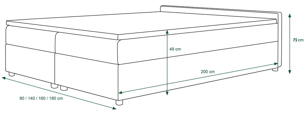 Franciaágy  Boxspring 160 cm Ceren (minta + sötétbarna) (matraccal és tárolóhellyel). 1046415