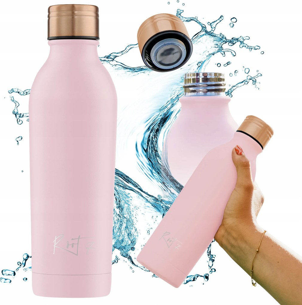 Thermo palack Acél termosz kávéhoz Rózsaszín 500 ml Root7