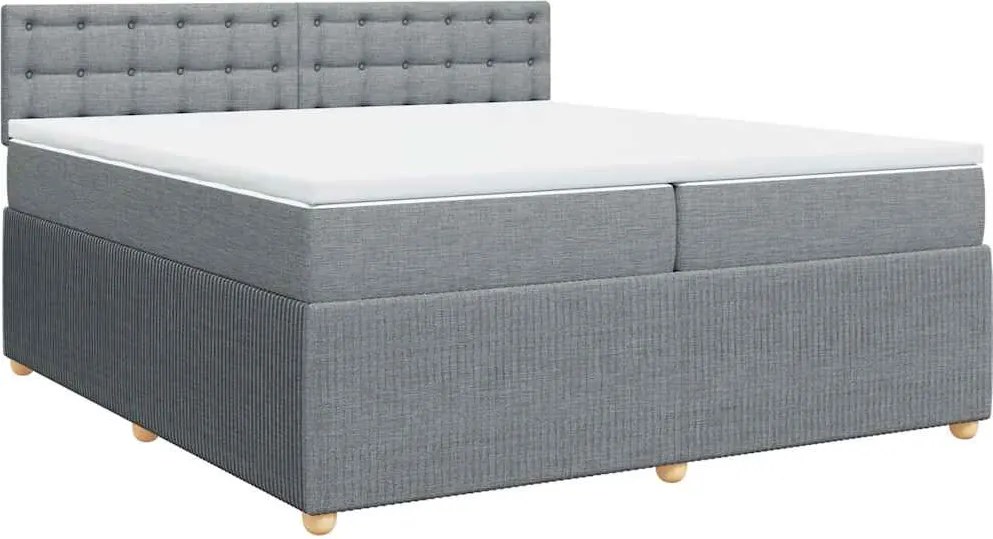 vidaXL világosszürke szövet rugós ágy matraccal 200 x 200 cm