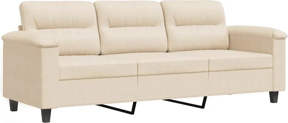 vidaXL 3 személyes bézs mikroszálas szövetkanapé 180 cm