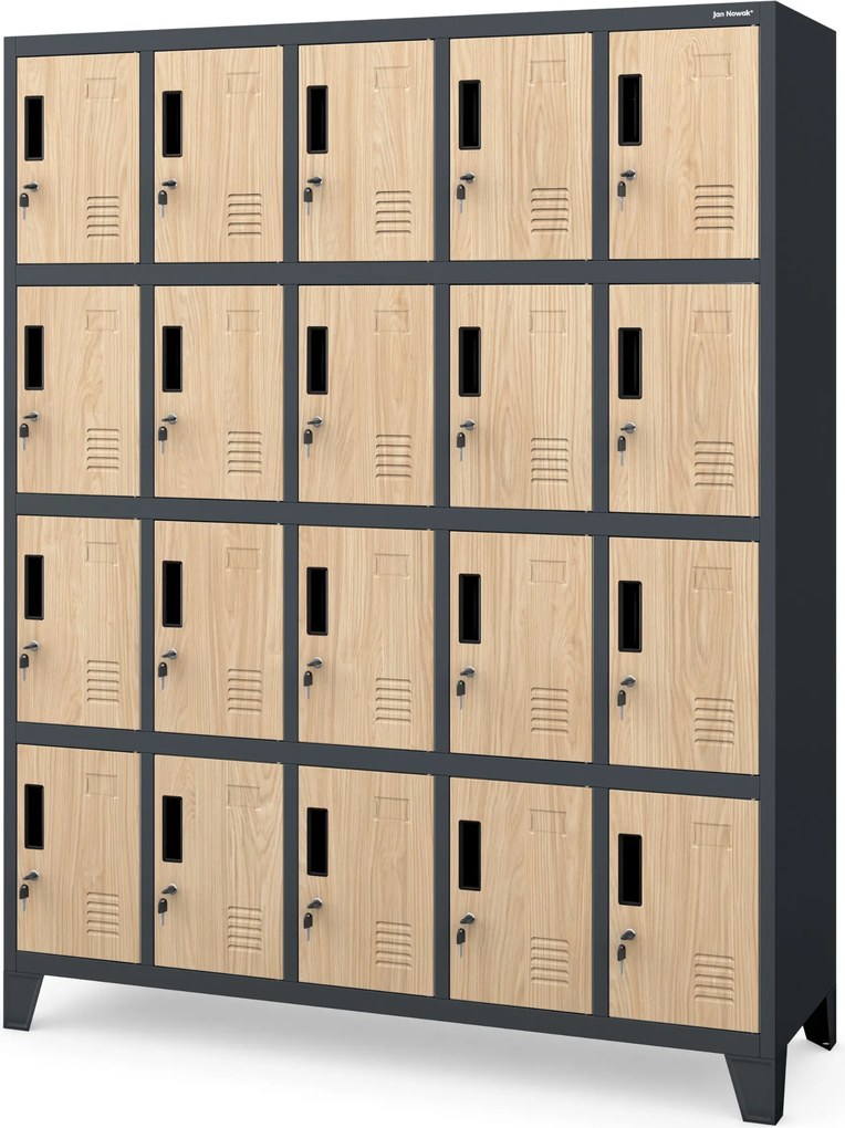 BHP szociális szekrény rekeszekkel, antracit / sonoma tölgy, 1360x1720x450 mm: ROBERT Eco Design