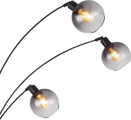 Globo 58228NBS Állólámpa fém matt fekete, fekete márvány, füstszínű üveg, fekete PVC kábel, forgókapcsoló, HxSzxM: 980x1100x2080mm, kábelhossz 1800mm, nem tartozék: 5x E27 40W 230V