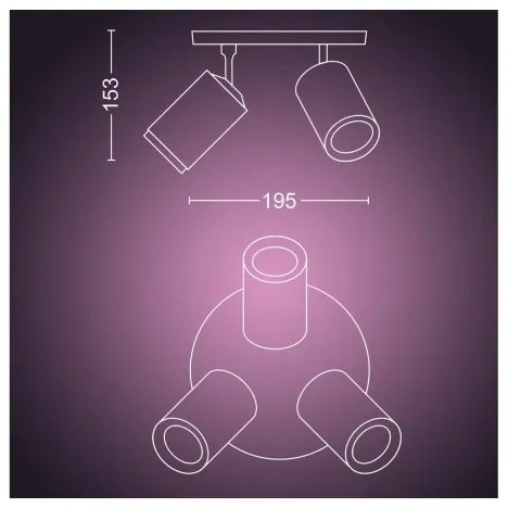 Philips Hue FUGATO 3xGU10/4,2W/230V RGBW LED dimm. spot fekete