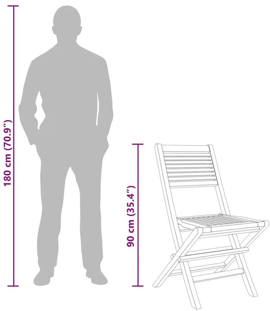 2 db tömör tíkfa összecsukható kerti szék 47 x 62 x 90 cm