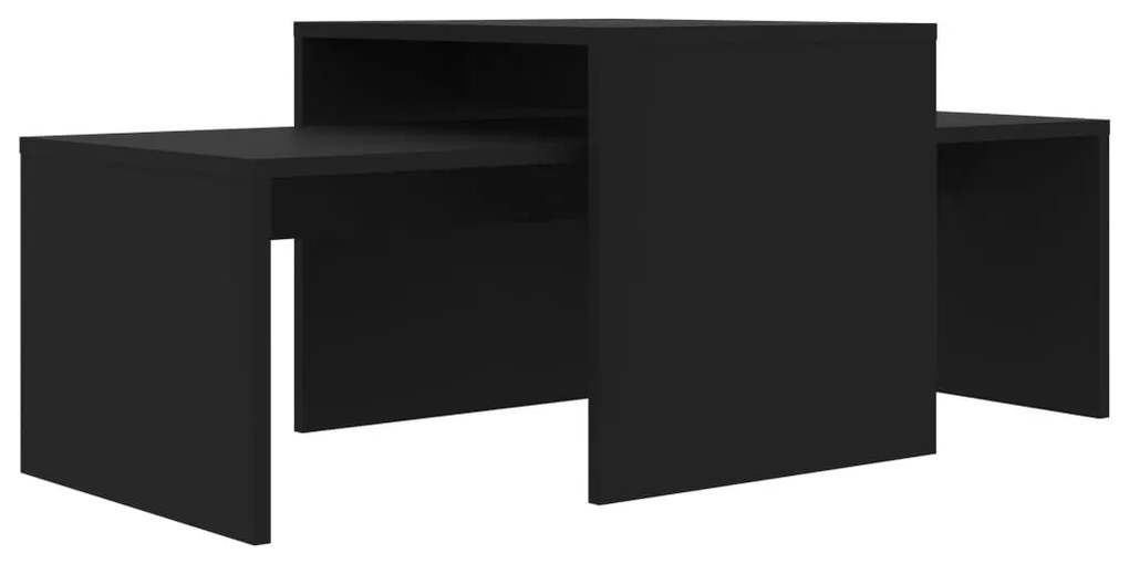Fekete szerelt fa dohányzóasztal szett 100 x 48 x 40 cm