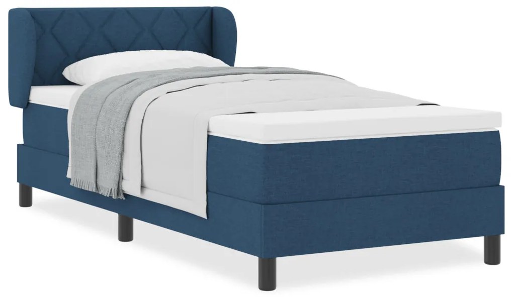 Boxspring Ágy Mattal Kék, 100x200 cm, Szövet