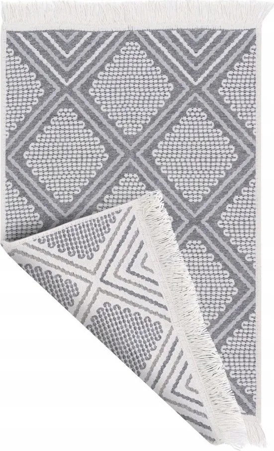 Kétoldalas Szőnyeg Szürke Krém Rombusz Vonalakkal Orient 80x150 cm