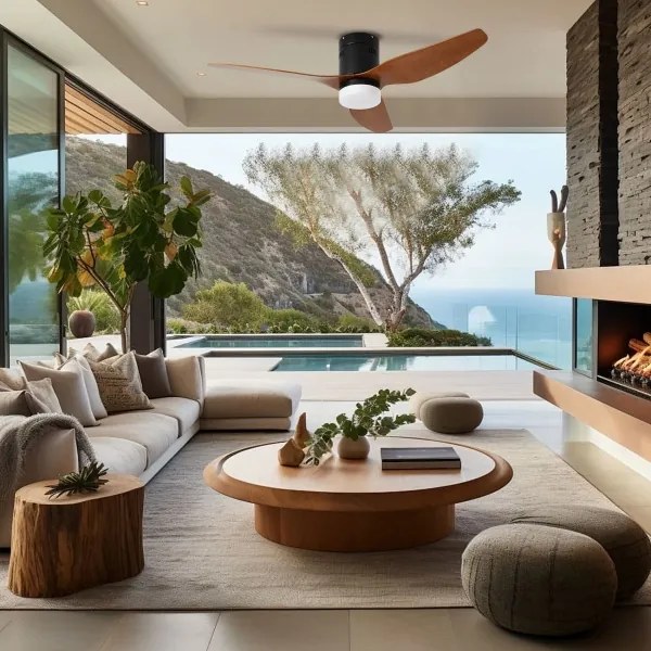 ZEVENTI - LED-es mennyezeti ventilátor PADUA LED/18W/230V Wi-Fi Tuya fekete/barna + távirányító