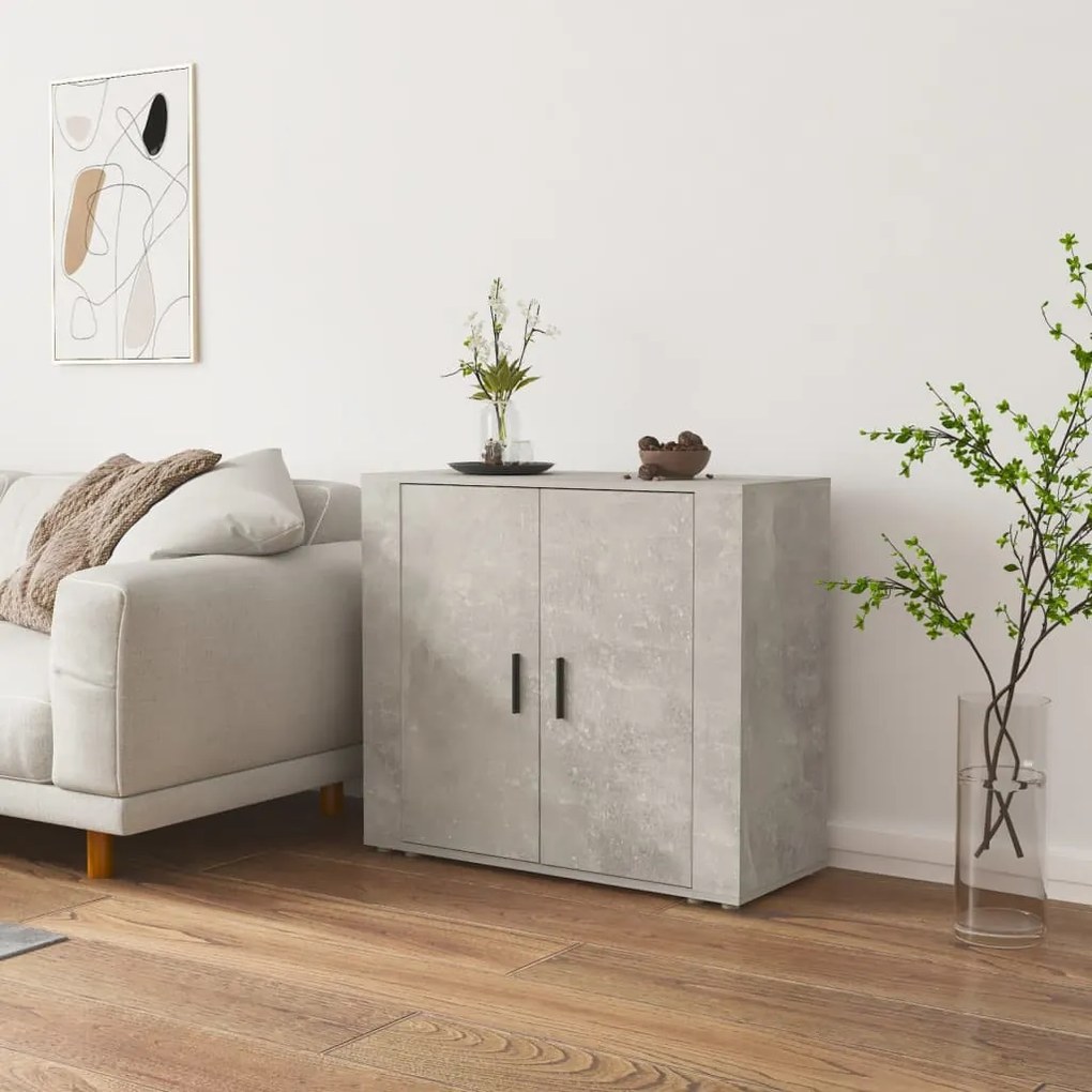 betonszürke szerelt fa tálalószekrény 80x33x70 cm