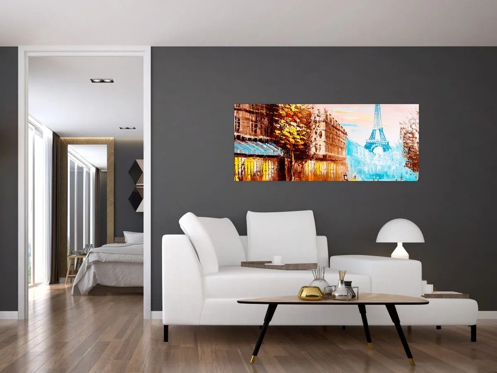 Kép - Esős idő és az Eiffel-torony (120x50 cm)