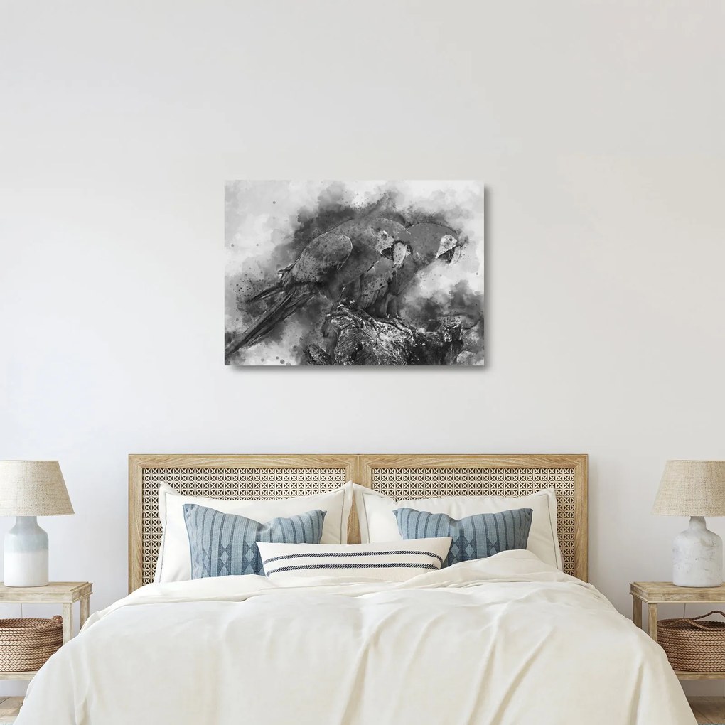 Üveg kép - Akvarell papagájok (70x50 cm)
