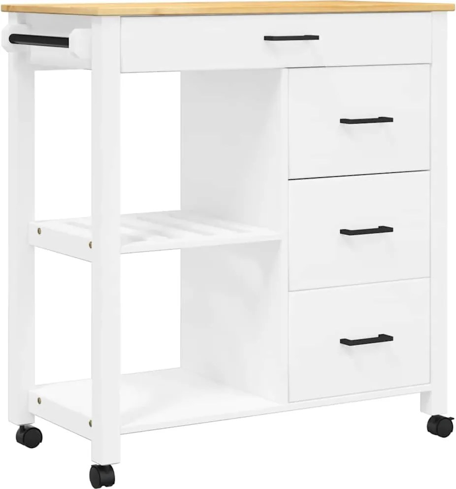 vidaXL MONZA tömör fenyőfa konyhai kocsi 84 x 40 x 88,5 cm