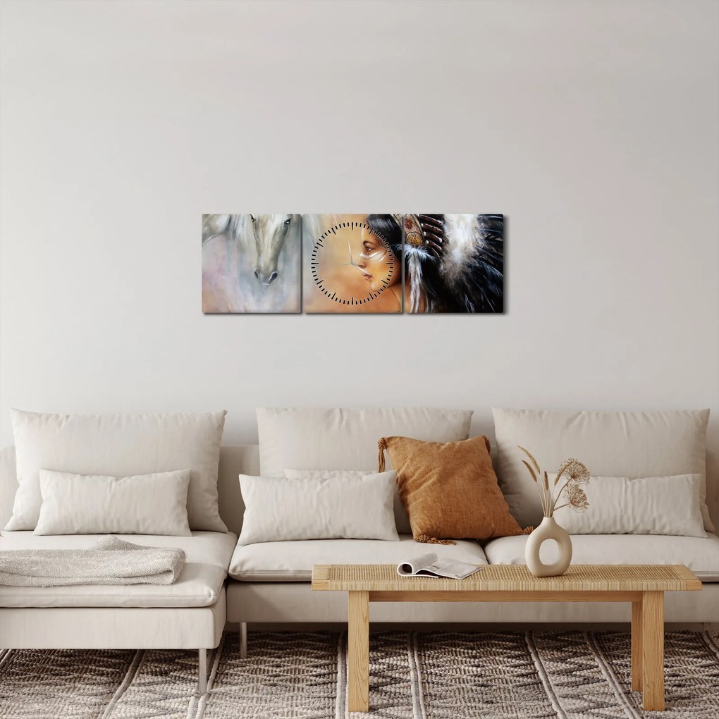 Kép - Indiánok varázslata (órával) (90x30 cm)